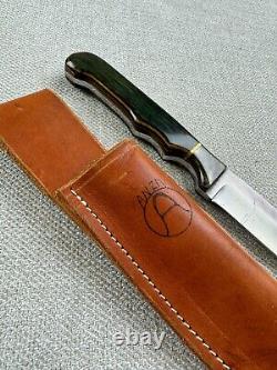 Anza Knife 7 Wood Handle Filesteel Leather Sheath Fixed Blade