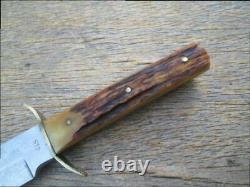 BEAUTIFUL Old Guttman Edge Brand Germany Stag-Handle Carbon Steel Bowie Knife
