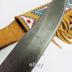 BIG BOWIE KNIFE 15 1/2 HAND-MADE native pommel with cover