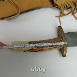 BIG BOWIE KNIFE 15 1/2 HAND-MADE native pommel with cover