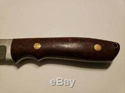 BOB DOZIER ARKANSAS MADE KNIVES Model KS-7 Wilderness Knife Maple Burl + Sheath