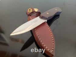BOWMAN Knives-Oak Island, NC. Custom 8'' EDC KNIFE with Leather Sheath. 01 Steel