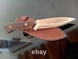 BOWMAN Knives-Oak Island, NC. Custom 8'' EDC KNIFE with Leather Sheath. 01 Steel