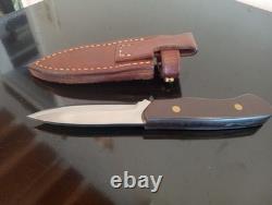 BOWMAN Knives-Oak Island, NC. Custom 8'' EDC KNIFE with Leather Sheath. 01 Steel