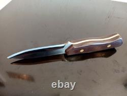 BOWMAN Knives-Oak Island, NC. Custom 8'' EDC KNIFE with Leather Sheath. 01 Steel