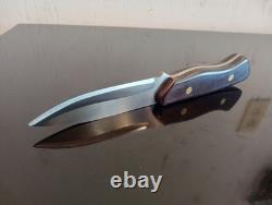 BOWMAN Knives-Oak Island, NC. Custom 8'' EDC KNIFE with Leather Sheath. 01 Steel