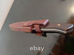 BOWMAN Knives-Oak Island, NC. Custom 8'' EDC KNIFE with Leather Sheath. 01 Steel