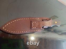 BOWMAN Knives-Oak Island, NC. Custom 8'' EDC KNIFE with Leather Sheath. 01 Steel