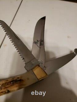 BROWNING Game Warden #504 STAG BIG GAME HUNTING KNIFE, SAW, GUT HOOK
