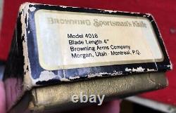 BROWNING OEM MODEL 4018 SPORTMAN'S KNIFE WithBOX/PAPER/SHEATH-U. S. A. MORGAN, UTAH