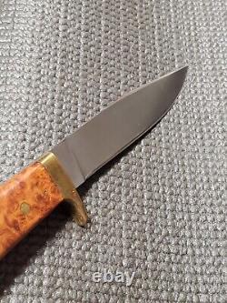 BUEATIFUL Custom Forged Burl Wood Handle Fixed Blade Knife W /Sheath by Abel