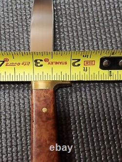 BUEATIFUL Custom Forged Burl Wood Handle Fixed Blade Knife W /Sheath by Abel