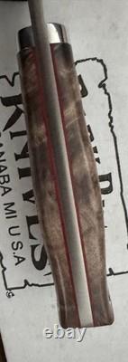 Bark River Knives 7forge LionHound Chocolate Maple Burl Red Liner Mosaic Pins