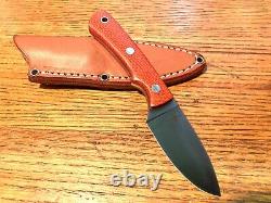 Bark River Knives PSK EDC CPM Cru-Wear Orange Fire Burlap Micarta