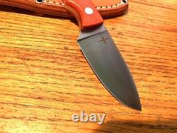 Bark River Knives PSK EDC CPM Cru-Wear Orange Fire Burlap Micarta