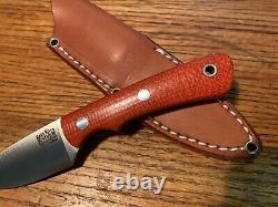 Bark River Knives PSK EDC CPM Cru-Wear Orange Fire Burlap Micarta