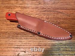 Bark River Knives PSK EDC CPM Cru-Wear Orange Fire Burlap Micarta