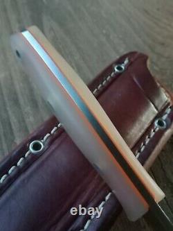 Bark River Mini Aurora CPM 3v Steel Fixed Blade Knife Orange Jade G10 Sheath