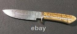 Beautiful R. Polk Custom Handmade Damascus Steel Hunting Knife from Collection