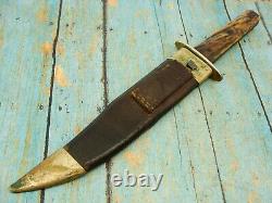 Big Antique Thomas Fenton England Stag Hunting Fighting Bowie Knife Set Knives