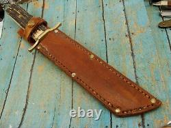Big Vintage Hand Made Mountain Man Stag Combat Bowie Knife Hunting Knives Tools