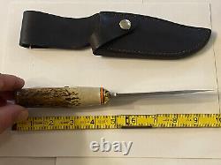 Bill Hunt Handmade Custom Elk Stag 01 Tool Steel Blade Knife-leather Sheath