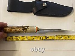 Bill Hunt Handmade Custom Elk Stag 01 Tool Steel Blade Knife-leather Sheath