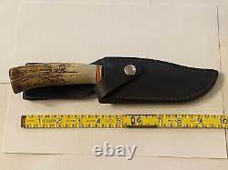 Bill Hunt Handmade Custom Elk Stag 01 Tool Steel Blade Knife-leather Sheath