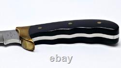 Black Handle Buck Kalinga Knife in Brown Leather Sheath