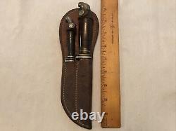 Boker Double Set Of Vintage Knives In Original Sheath. Rare