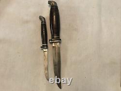 Boker Double Set Of Vintage Knives In Original Sheath. Rare