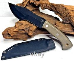 Boker Plus Tracker Fixed Blade Knife, Brown Micarta Handles, Kydex Sheath