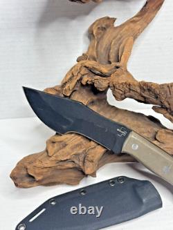 Boker Plus Tracker Fixed Blade Knife, Brown Micarta Handles, Kydex Sheath