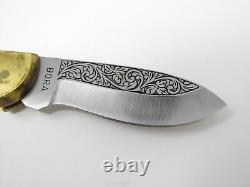 Bora Single Blade Engraved Folding Hunting Knife Usually ships in 12 hours