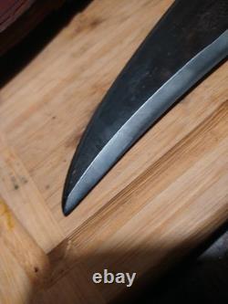 Bowie Knife Carbon Steel Full Tang Wood Handle with Custom Leather Sheath