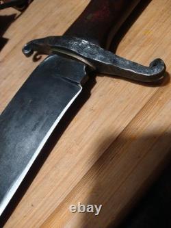 Bowie Knife Carbon Steel Full Tang Wood Handle with Custom Leather Sheath