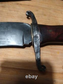 Bowie Knife Carbon Steel Full Tang Wood Handle with Custom Leather Sheath