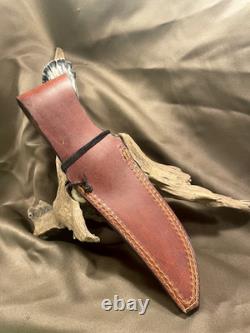 Bowie Knife, Handmade Stag Elk with Leather Sheath