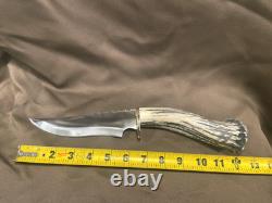 Bowie Knife, Handmade Stag Elk with Leather Sheath