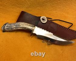 Bowie Knife Stag Elk with Leather Sheath