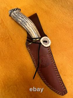 Bowie Knife Stag Elk with Leather Sheath