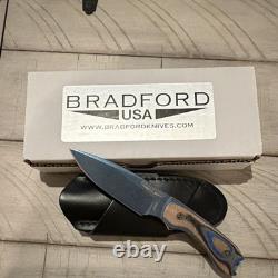 Bradford Guardian 3 Fixed Blade Knife Blue SS Drop Point Wood Handle Sheath
