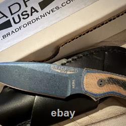 Bradford Guardian 3 Fixed Blade Knife Blue SS Drop Point Wood Handle Sheath