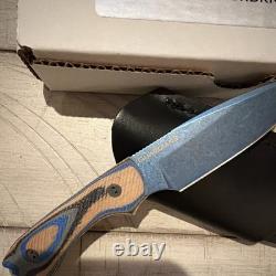 Bradford Guardian 3 Fixed Blade Knife Blue SS Drop Point Wood Handle Sheath