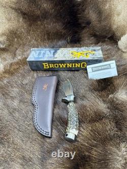 Browning Fixed Blade Stag Knife With Leather Sheath Mint in Factory Box +++++
