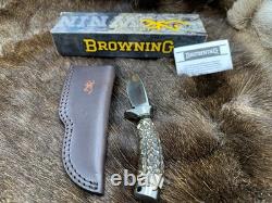 Browning Fixed Blade Stag Knife With Leather Sheath Mint in Factory Box +++++