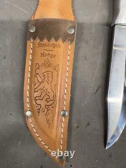 Brusletto Geilo Norge Norway Puuko Hunting Knife Leather Sheath Bowie Buck Fixed