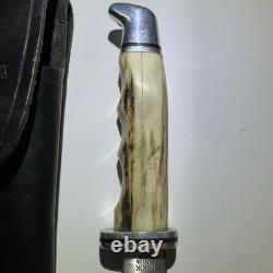 Buck 102 Fixed Blade Woodsman Knife Vintage Rare withLeather Sheath Stag Handle