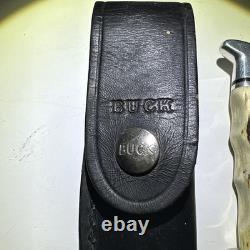 Buck 102 Fixed Blade Woodsman Knife Vintage Rare withLeather Sheath Stag Handle
