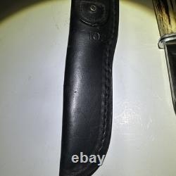 Buck 102 Fixed Blade Woodsman Knife Vintage Rare withLeather Sheath Stag Handle